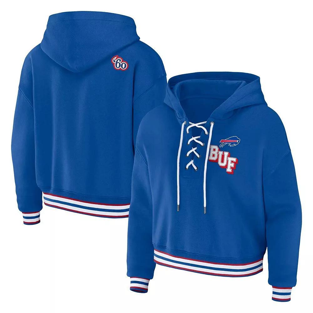Women's WEAR by Erin Andrews Royal Buffalo Bills Plus Size Lace-Up Pullover Hoodie, Size: 2XL, Blue Product Image