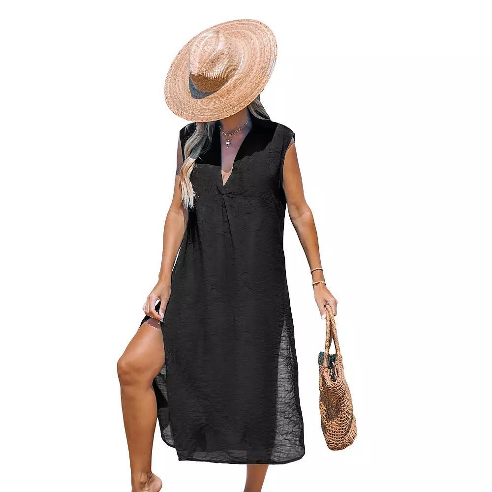 Women's Cupshe Swim Cover-Up Midi Dress, Size: Large, Black Product Image