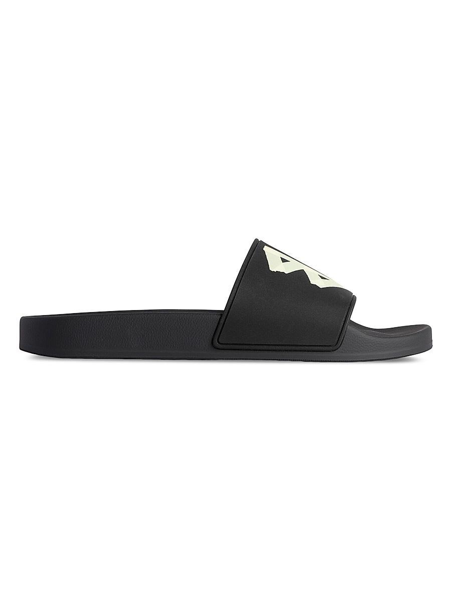 Mens Slide Flat Mules in Monogram 72 Denim Product Image