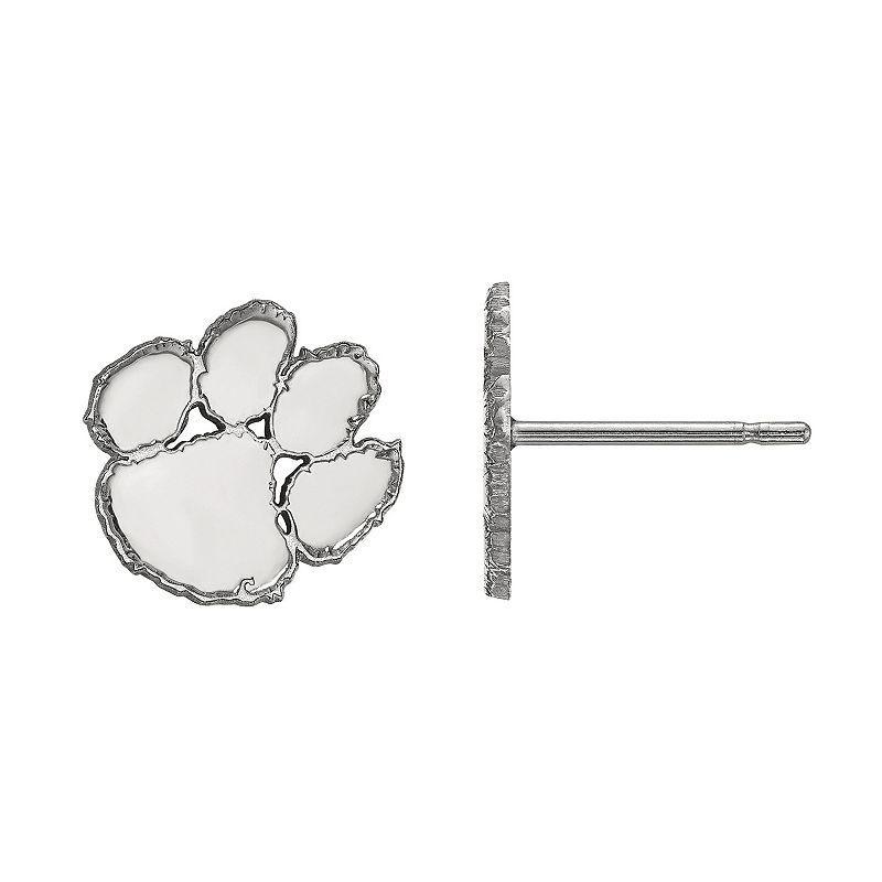 LogoArt Sterling Silver Clemson Tigers Extra Small Post Earrings, Women's Product Image
