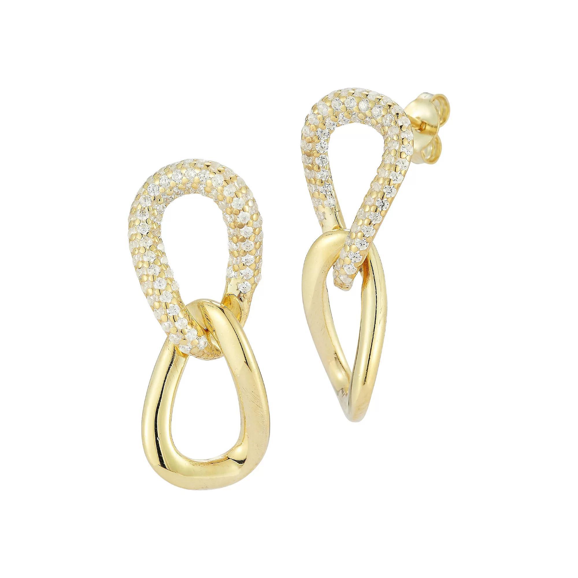 Sunkissed Sterling Sterling Silver Cubic Zirconia Chain Link Drop Earrings, Women's, Gold Tone Product Image