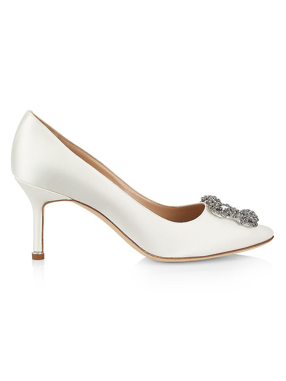 Womens Hangisi 70MM Crystal Buckle Satin Pumps Product Image