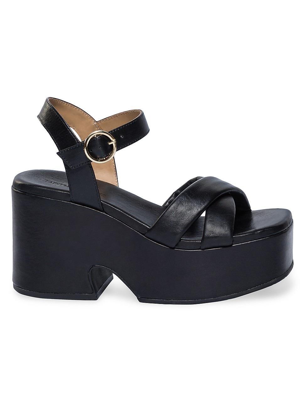 Leather Crisscross Platform Sandals Product Image