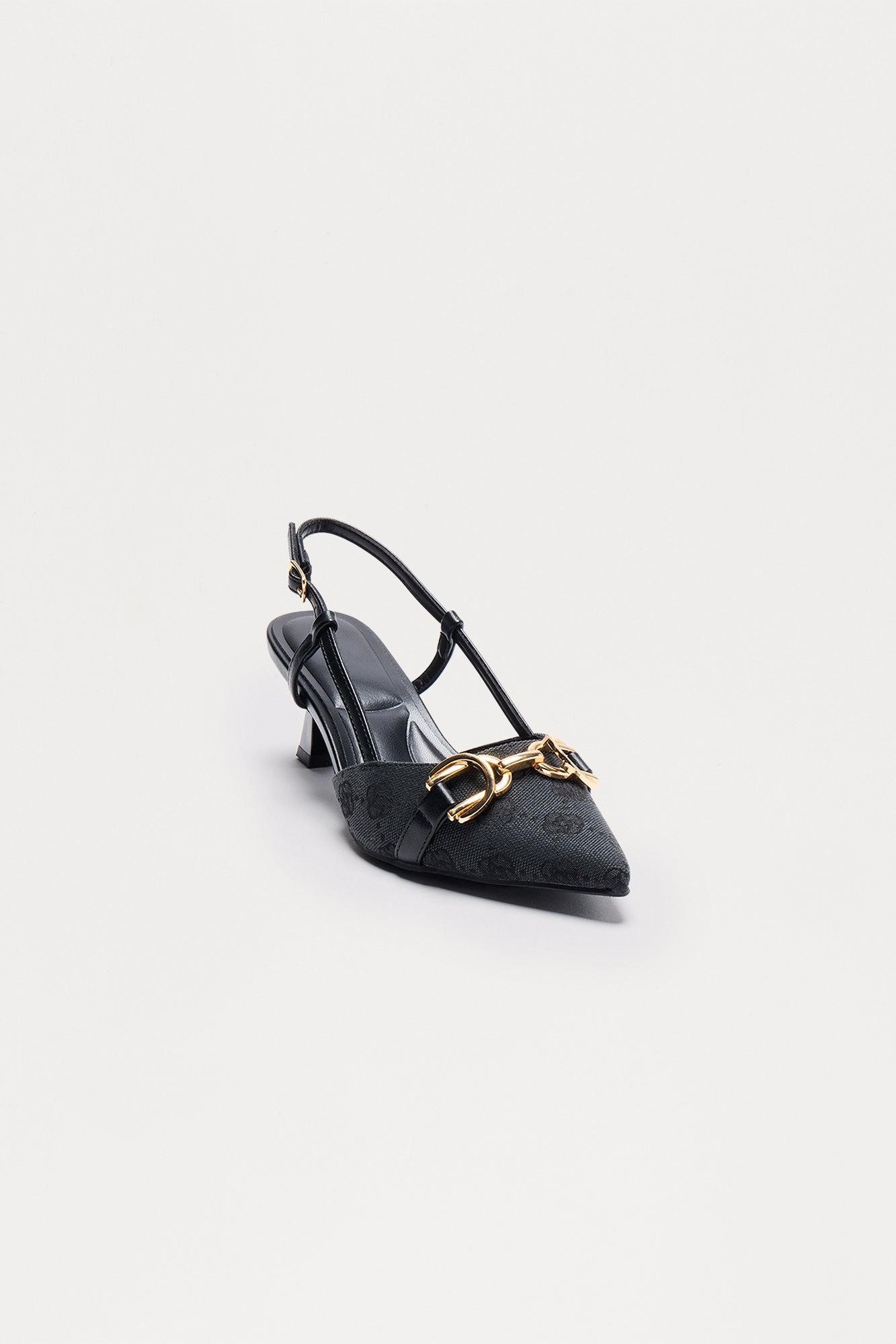 Shona Hardware Slingback Pumps - Black Product Image