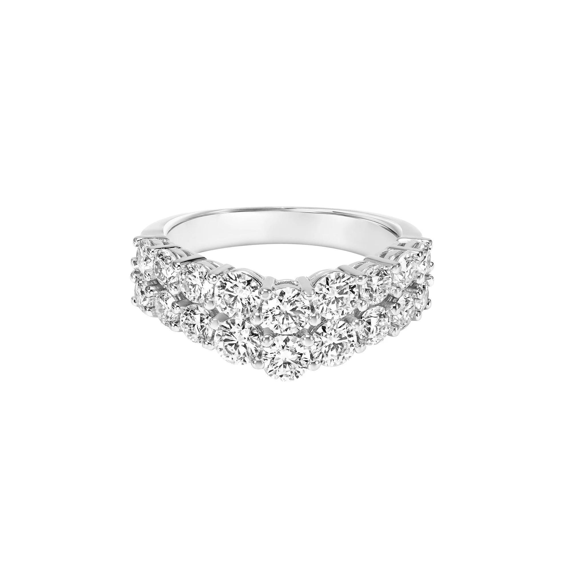 Love Always Sterling Silver 2 Carat T.W. Lab-Created Moissanite Double Row Chevron Anniversary & Wedding Ring, Women's, Size: 5 Product Image