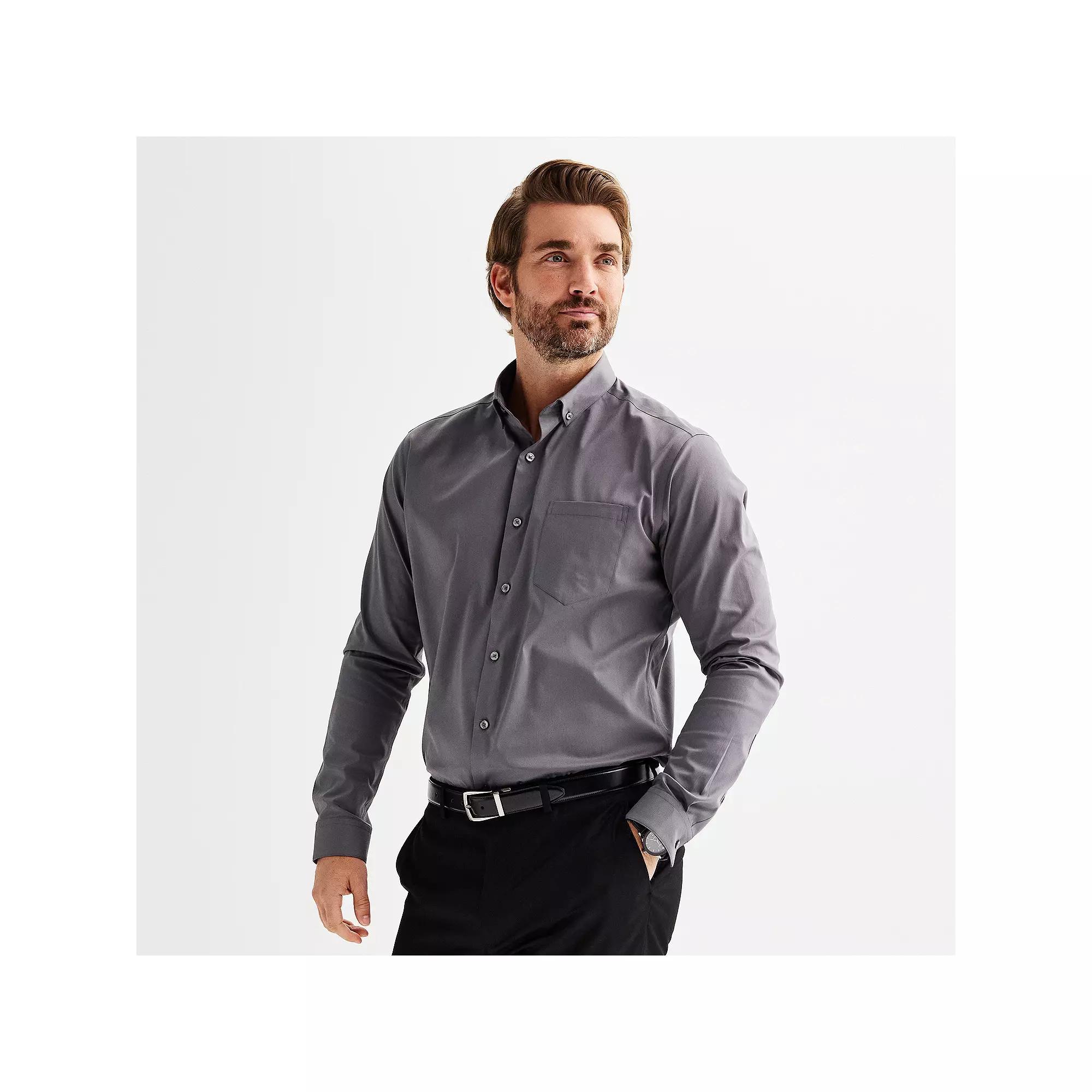 Mens Apt. 9 Wrinkle Free Regular-Fit Button Down Collar Dress Shirt Product Image