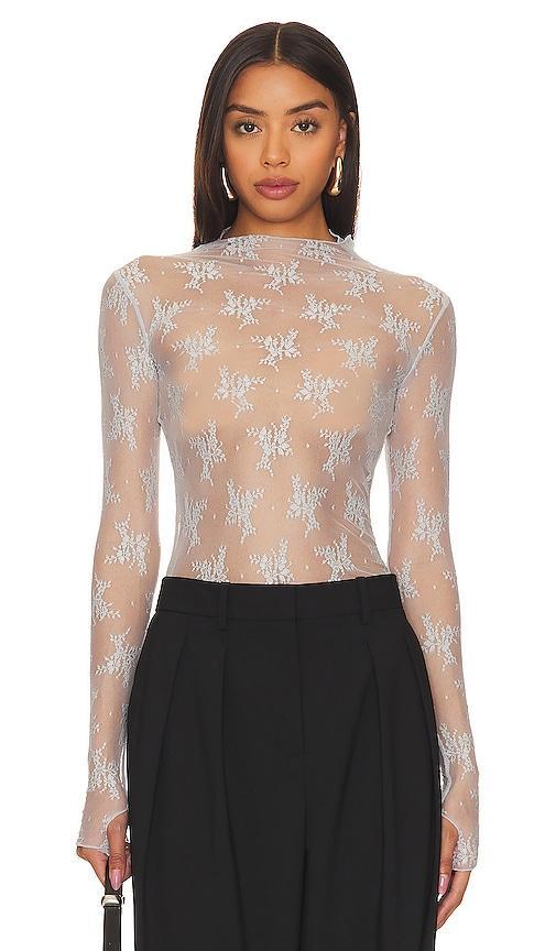 Free People Lady Lux Jacquard Sheer Mock Neck Long Sleeve Layering Top Product Image