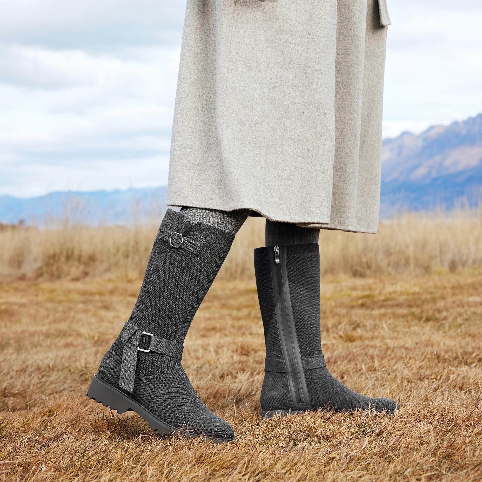 Round-Toe Mid-Calf Biker Boots (Faith) Product Image