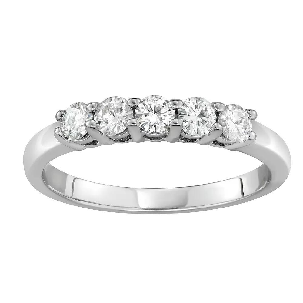 Charles & Colvard 14K Gold 1/2 Carat T.W. Lab-Created Moissanite 5 Stone Band, Women's, Size: 6, Yellow Product Image