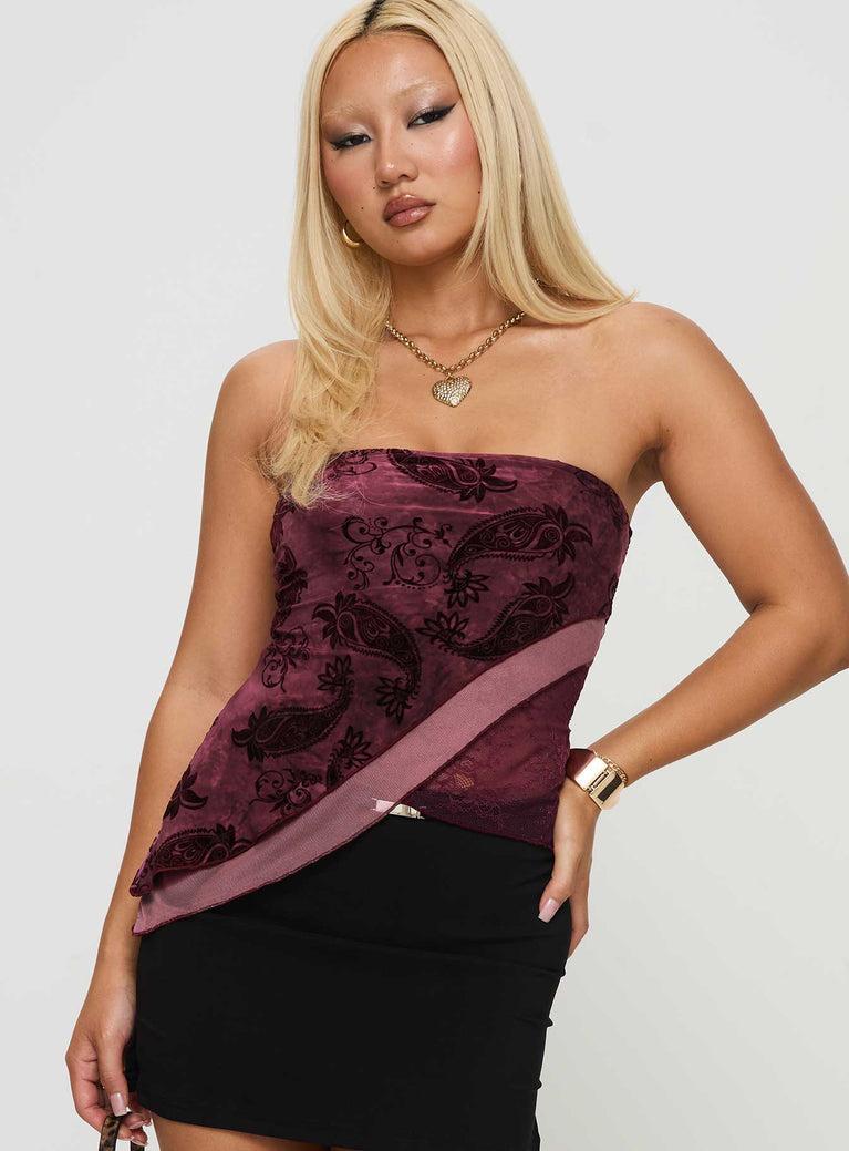 Lourde Strapless Top Wine Product Image