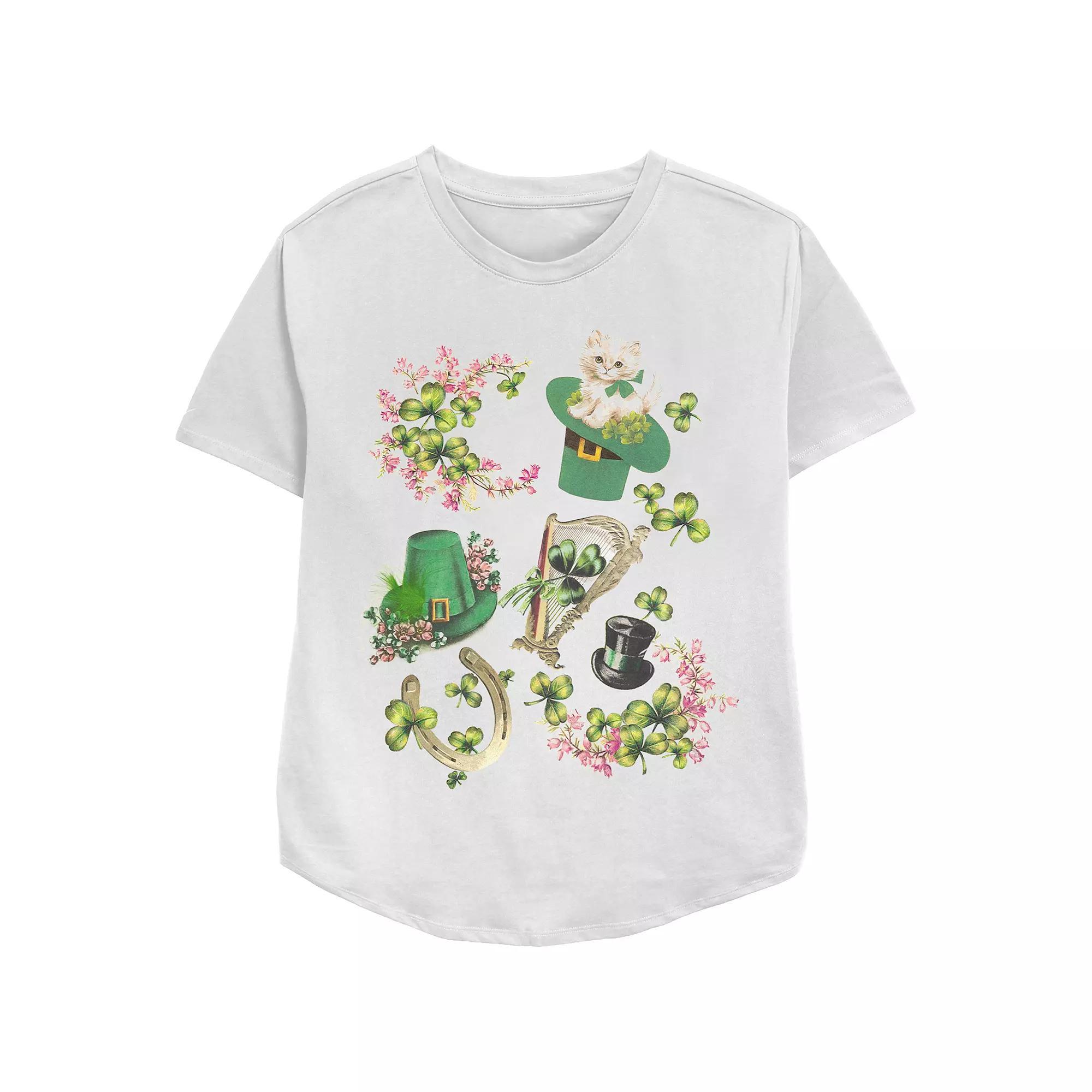 Womens Lucky Collage Graphic Tee, Girls Product Image