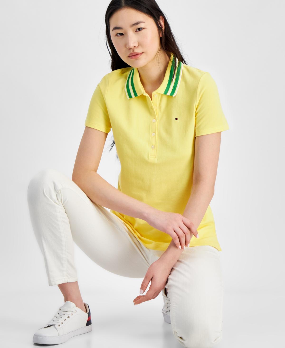 Tommy Hilfiger Solid Polo With Tipping (Fern) Women's Clothing Product Image