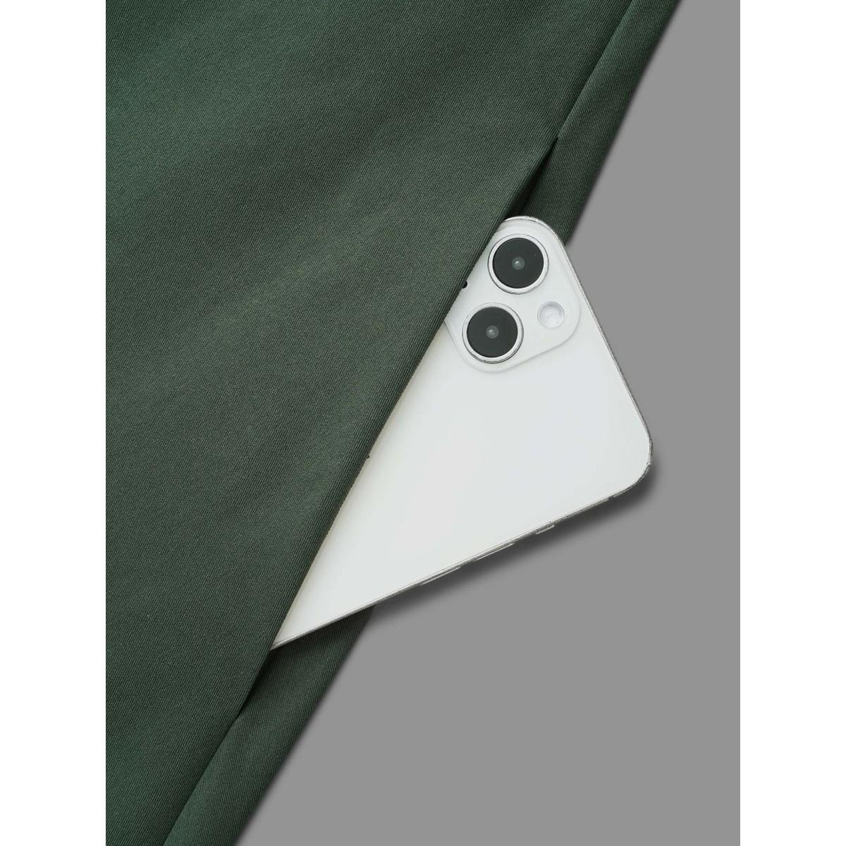 Plus Size Square Neck Plain Button Detail Dress DarkGreen Women At the Office Button Square Neck Long Sleeve Curvy BloomChic 26/4X Product Image