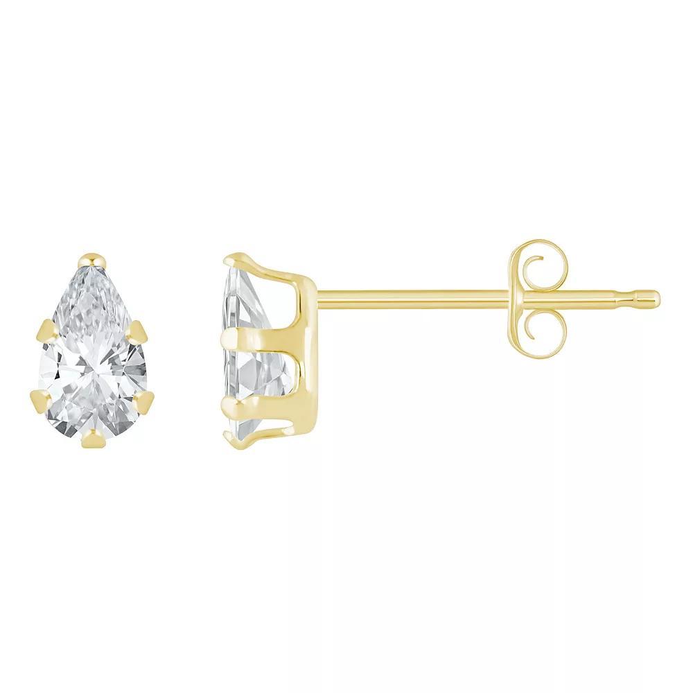 Celebration Gems 10k Gold Pear-Shape Cubic Zirconia Stud Earrings, Women's, White Product Image