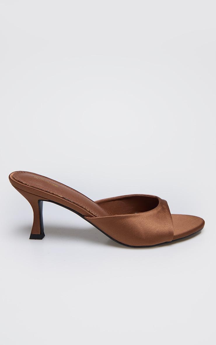 Bronze Satin Round Toe Low Heel Mules Product Image
