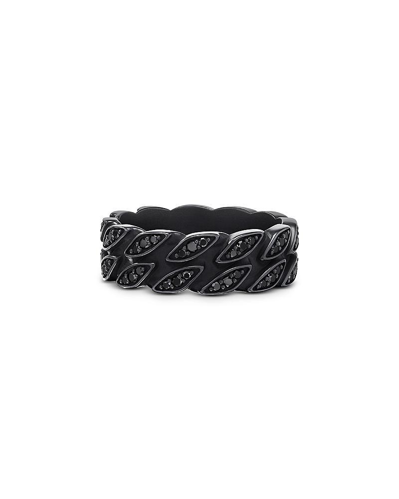 David Yurman Mens Black Titanium Chain Black Diamond Pave Curb Link Ring Product Image