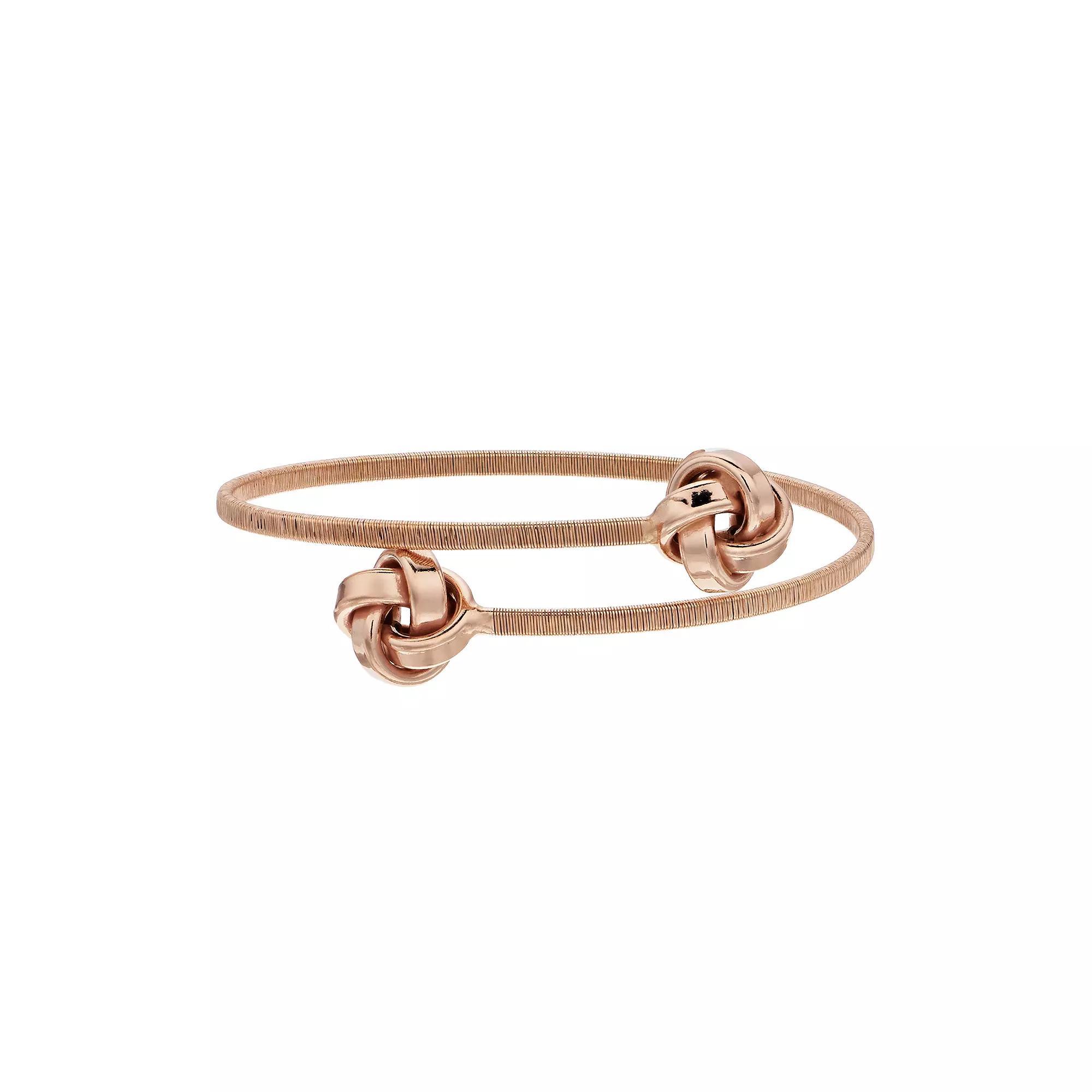 Sterling Silver Love Knot Bangle Bracelet, Women's, 14k Rose Gold Over Product Image