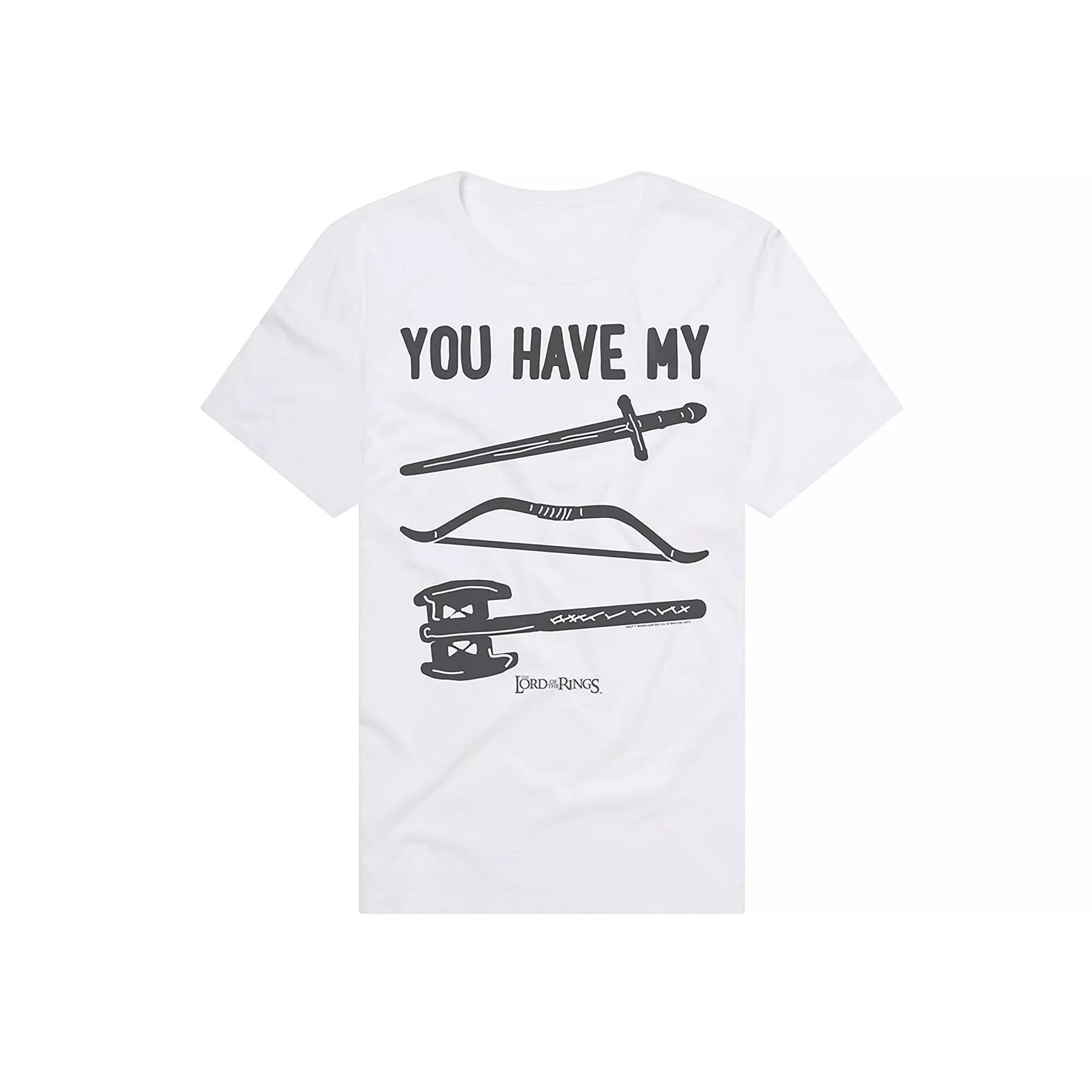 Men's Lord of The Rings Fellowship Weapons Graphic Tee, Size: Medium, White Product Image