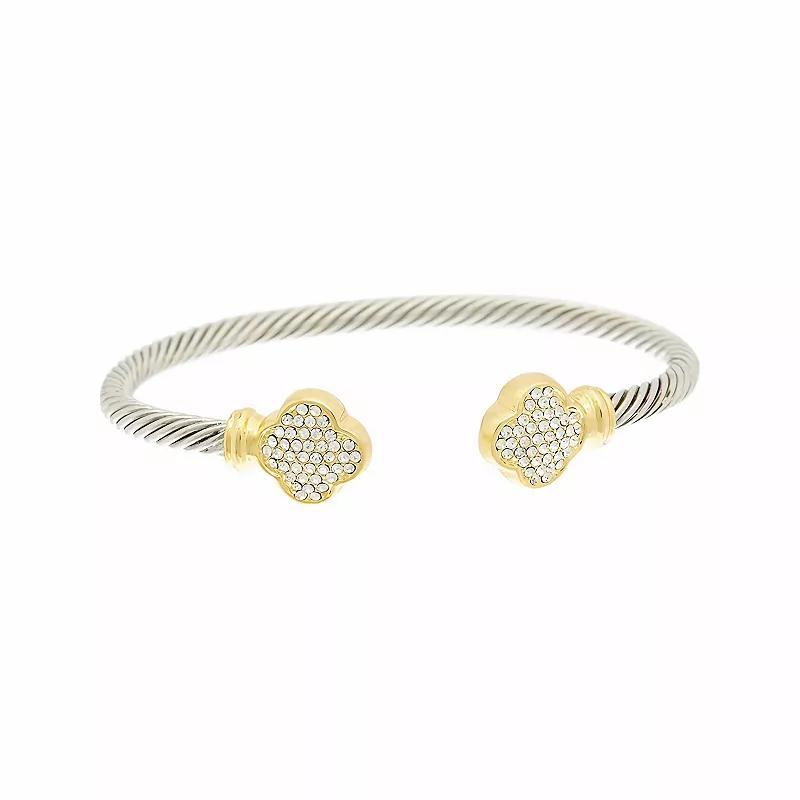 Juvell Two Tone 18k Gold Plated Cubic Zirconia Cuff Bracelet, Women's, Size: 7" Product Image
