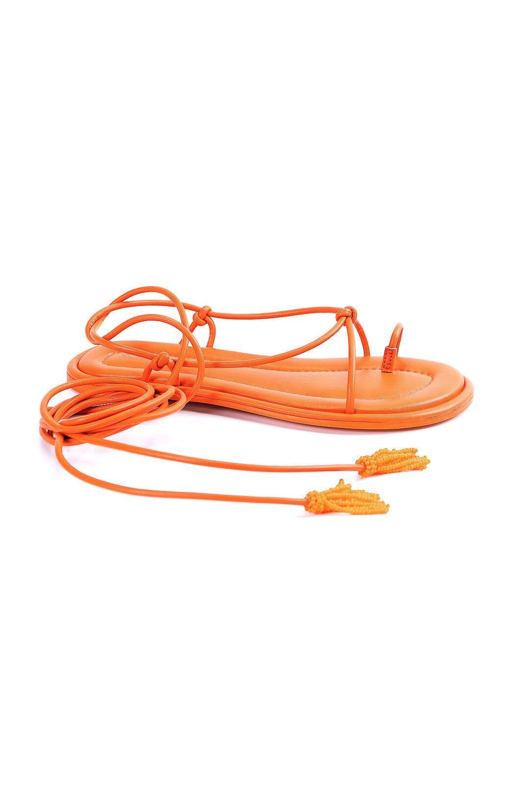 Orange Lace Up Flat Sandal Product Image
