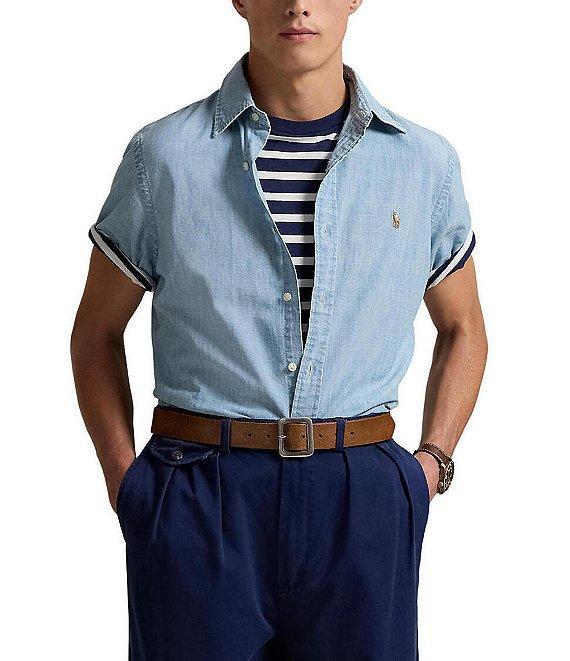 Polo Ralph Lauren Classic-Fit Chambray Short-Sleeve Woven Shirt Product Image