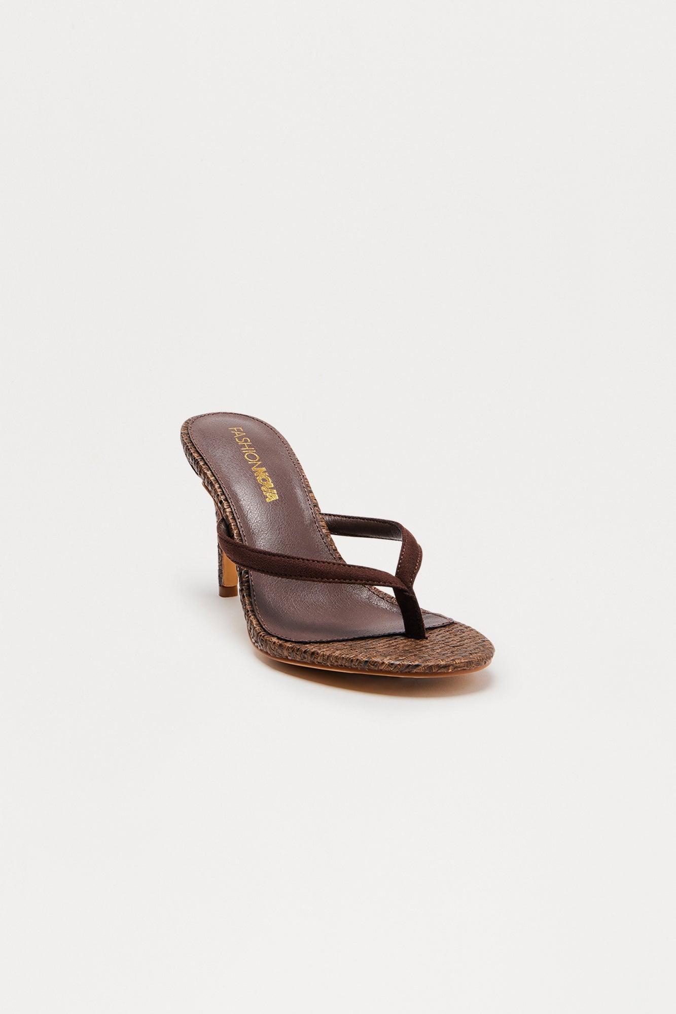 Saros Raffia Thong Mules - Brown Product Image