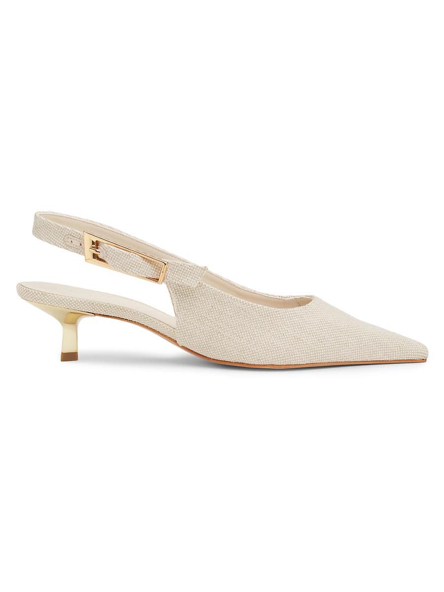 Womens Ciara 50MM Linen Kitten-Heel Pumps Product Image