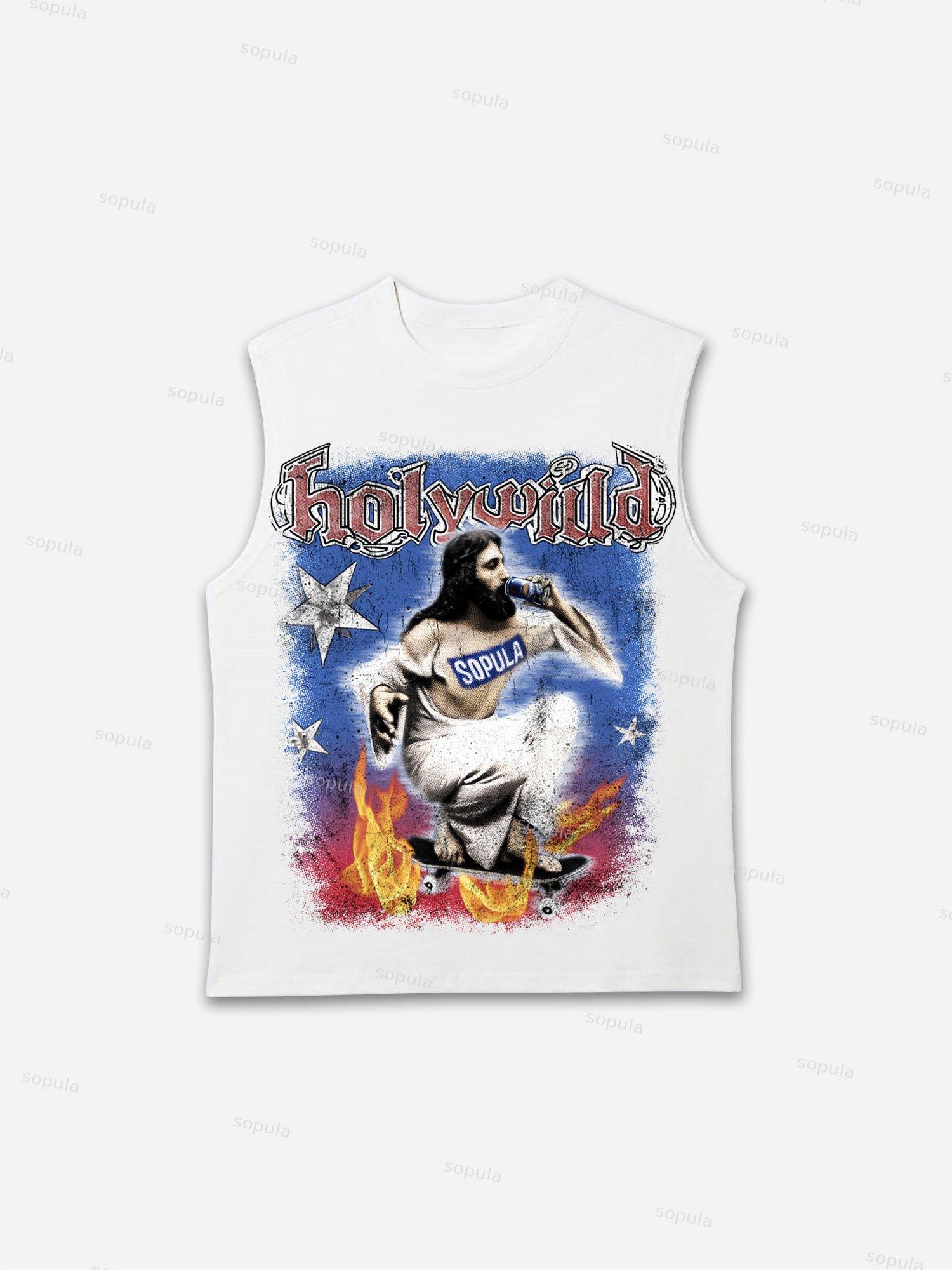 Retro Street Jesus Holy Wild Graphic Tank Top Product Image