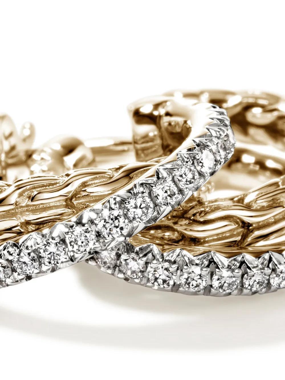 JOHN HARDY 14kt Yellow Gold Jh Essential Crossover Diamond Hoop Earrings In Silver/gold Product Image