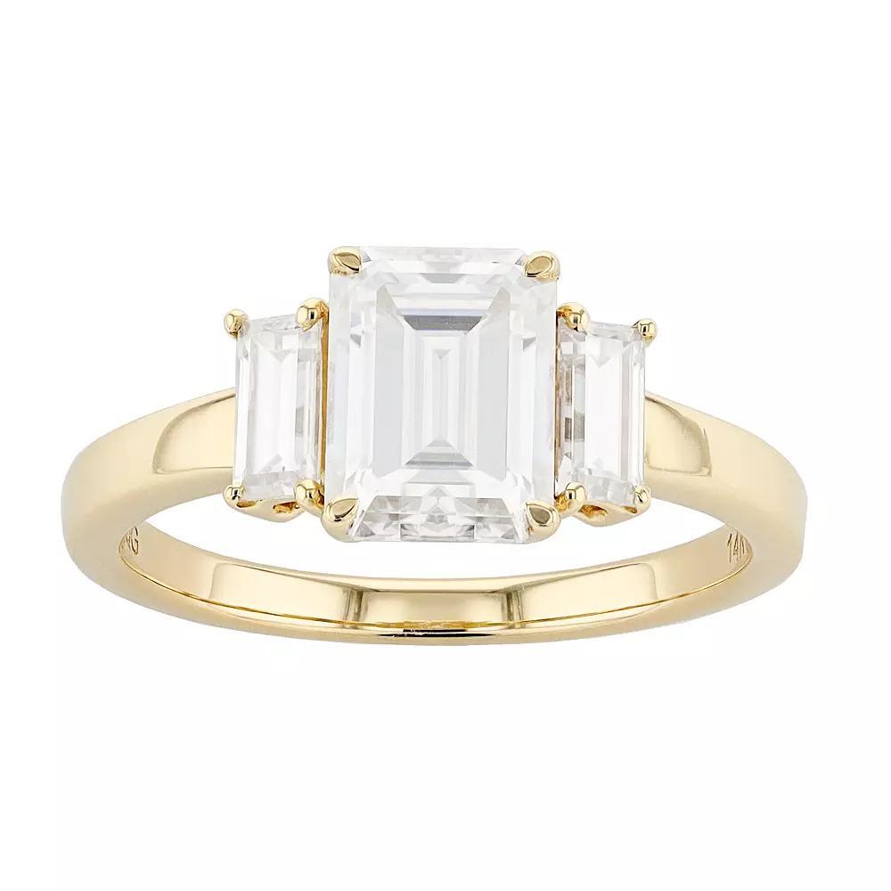 Radiant Fire 14k Gold 3-Stone Lab-Created Moissanite Engagement Ring, Women's, Size: 7 Product Image