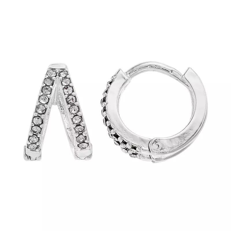 LC Lauren Conrad Split Nickel Free Huggie Hoop Earrings, Womens, Silver Tone Product Image