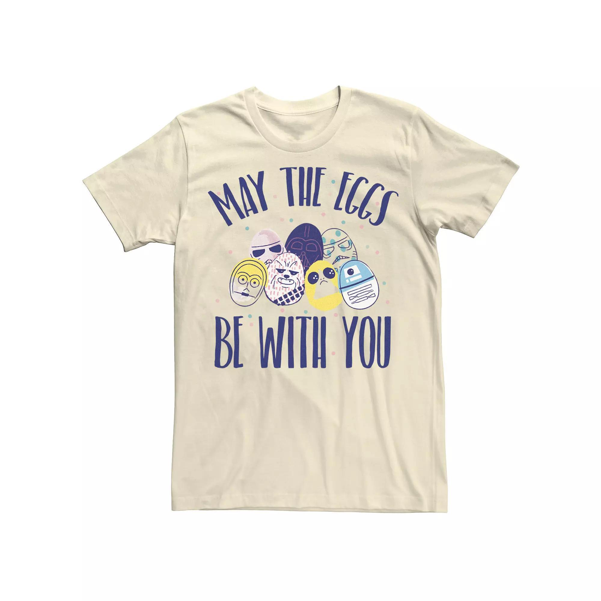 Men's Star Wars Easter May The Eggs Be With You Text Tee, Size: Large, Natural Product Image