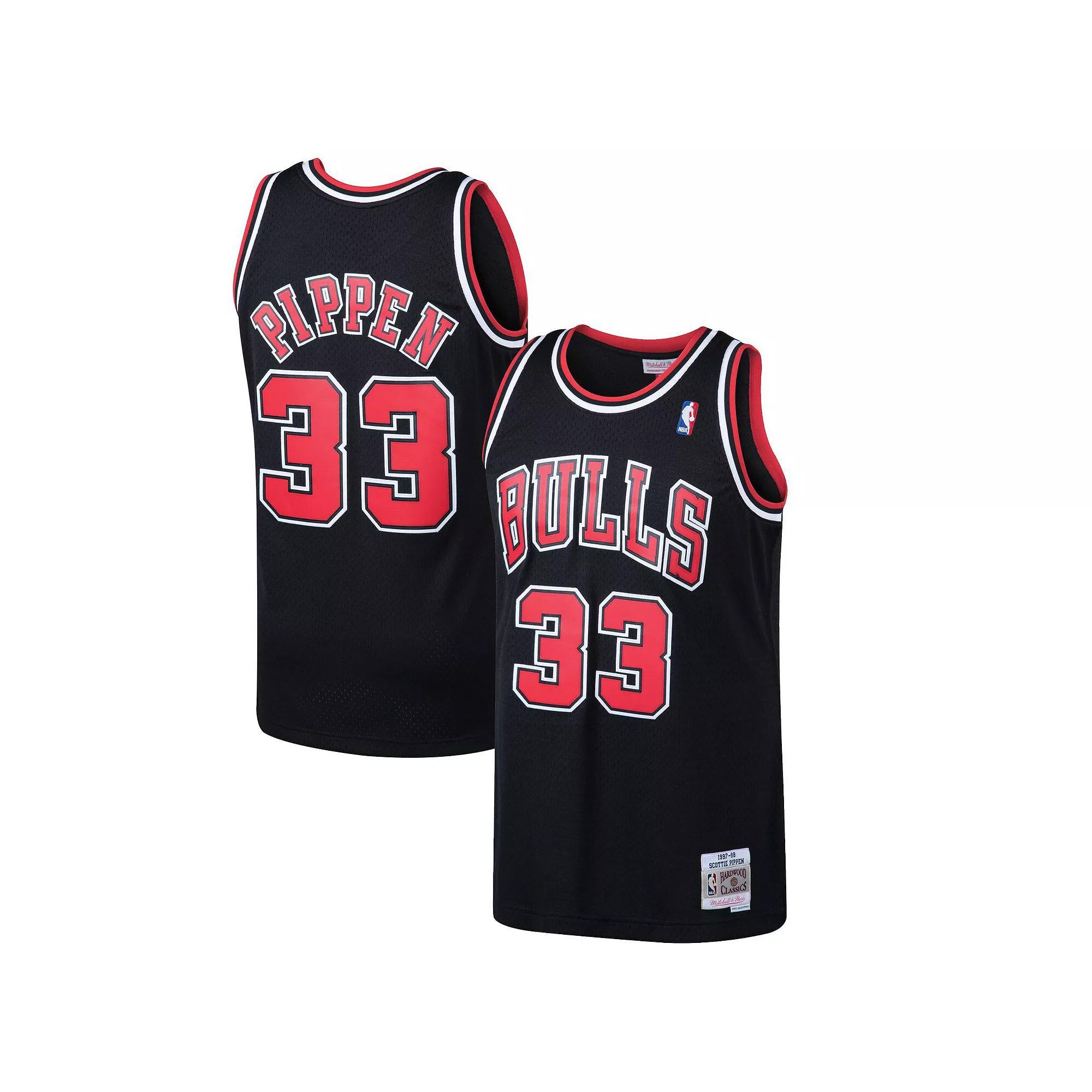 Men's Mitchell & Ness Scottie Pippen Black Chicago Bulls Hardwood Classics Swingman Jersey, Size: Large Product Image