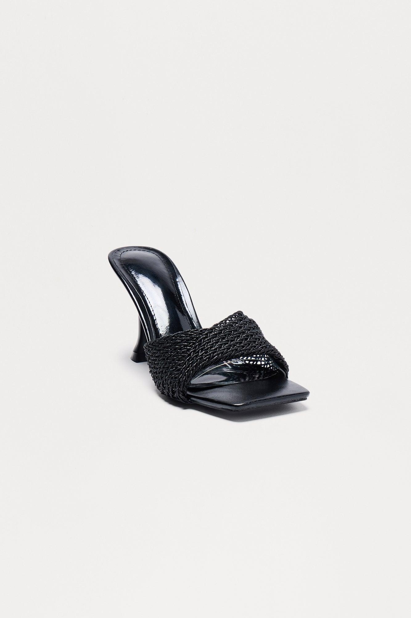 Tatti Faux Leather Heels - Black Product Image