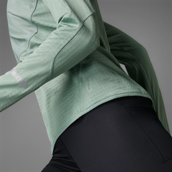 adidas Ultimate Hi Vis Reflective 1/2-Zip Top Silver Green S Womens Product Image