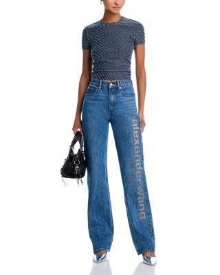 EZ Mid Rise Logo Straight Jeans in Vintage Light Indigo Product Image