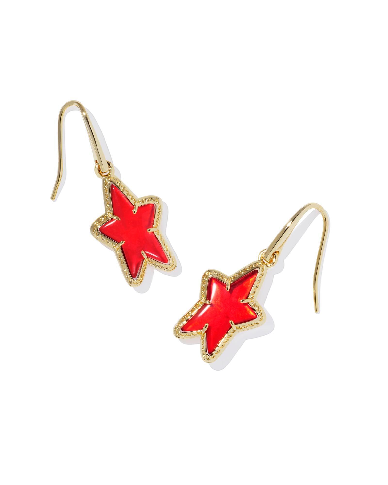 Ada Gold Star Small Drop Earrings in Red Illusion Product Image