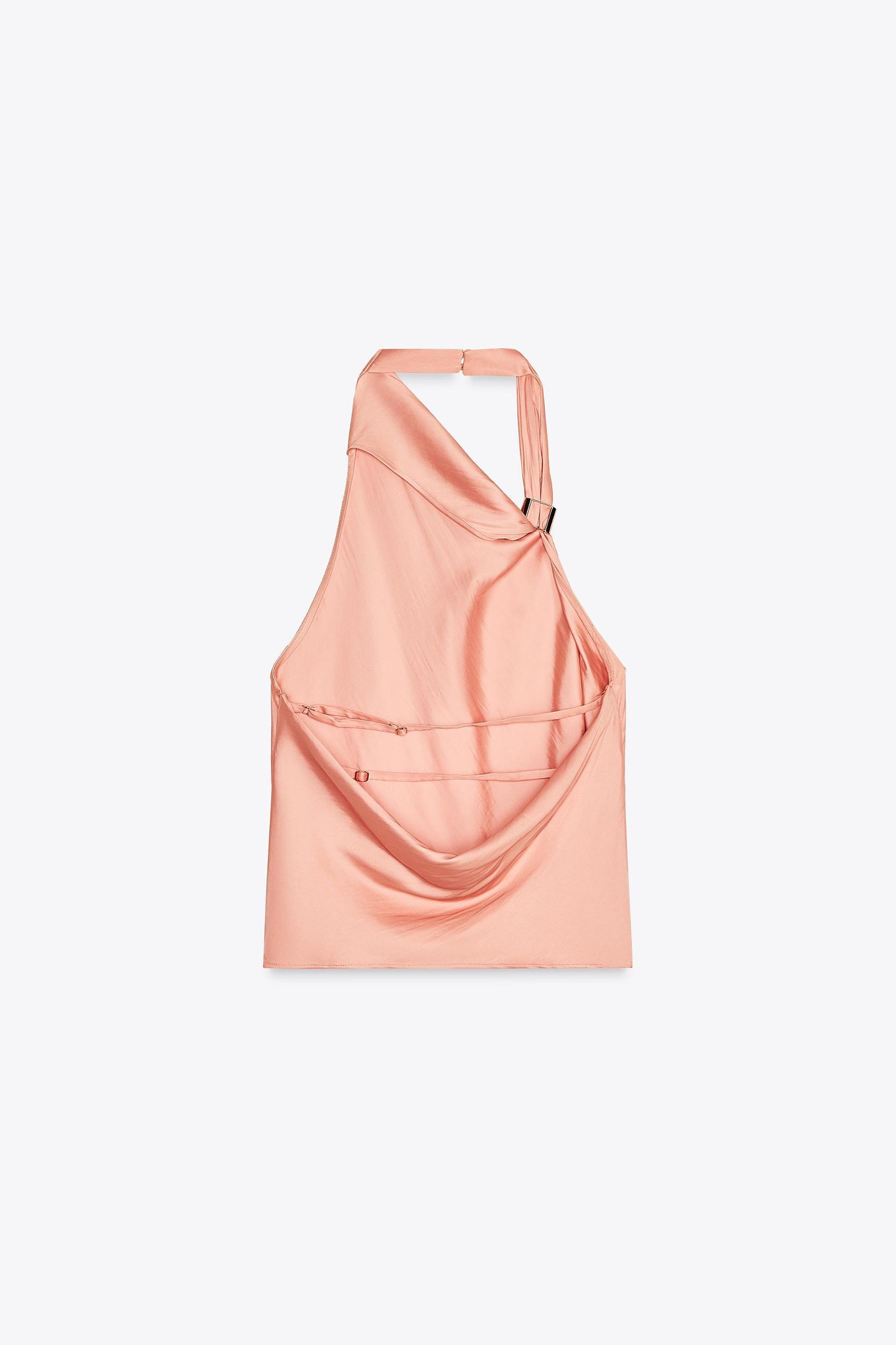 SATIN HALTER TOP WITH GOLD APPLIQUÉ Product Image