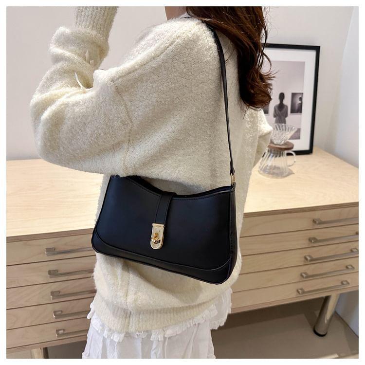 Plain Faux Leather Shoulder Bag Product Image