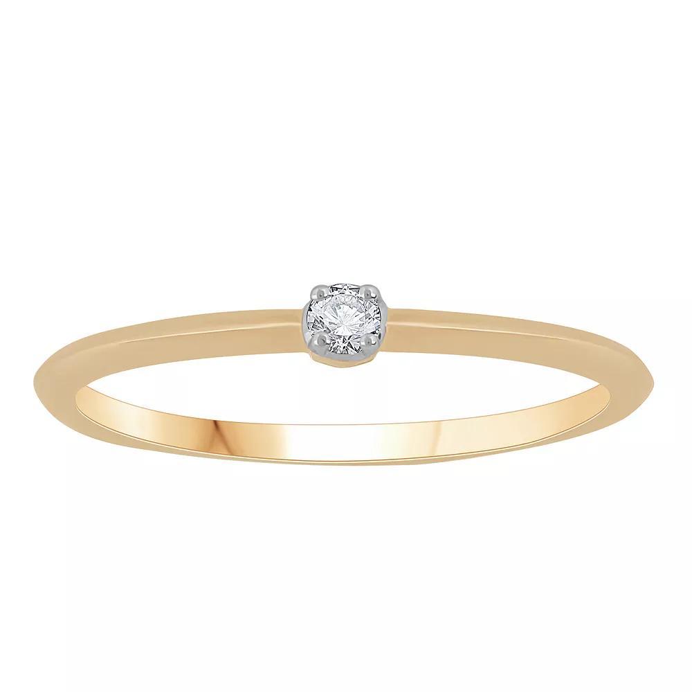 10k Gold Round Diamond Accent Petite Stack Ring, Women's, Size: 6 Product Image