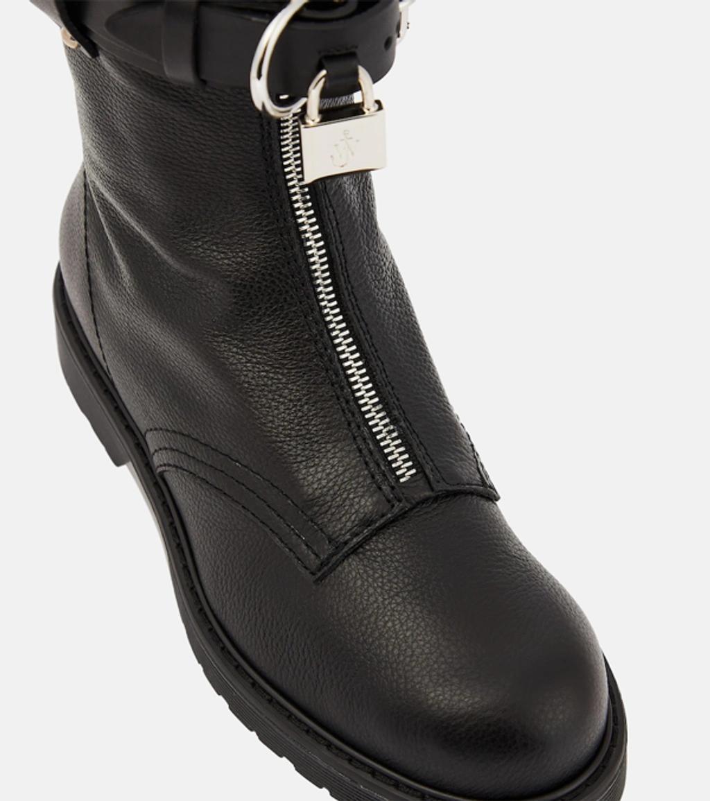 JW ANDERSON Punk Buckled Textured-leather Ankle Boots In Black Product Image