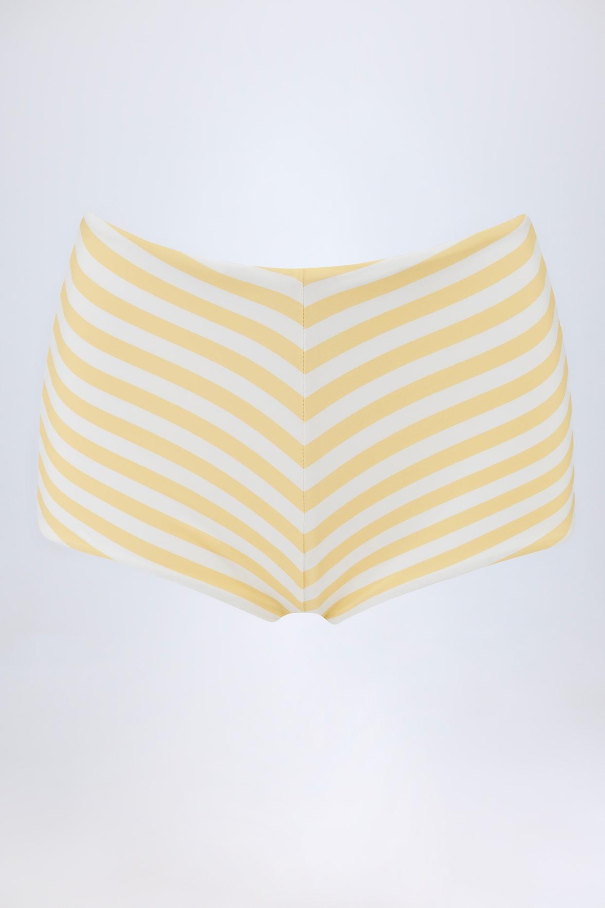 Mid-Rise Hotpants in Lemon Yellow Stripe Product Image