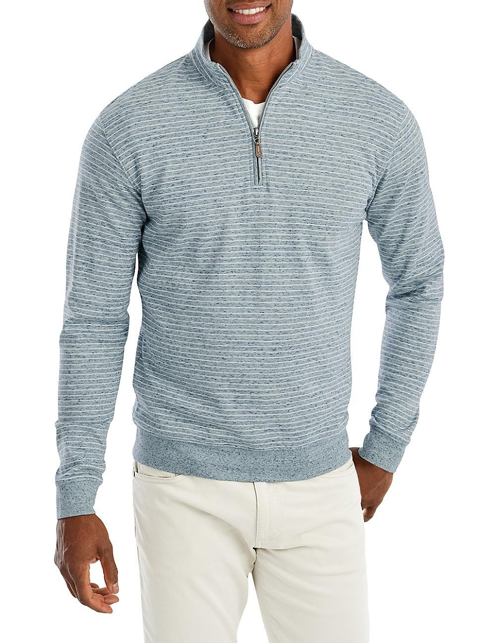 johnnie-O Skiles Performance 1/4 Zip (Indigo) Men's Clothing Product Image