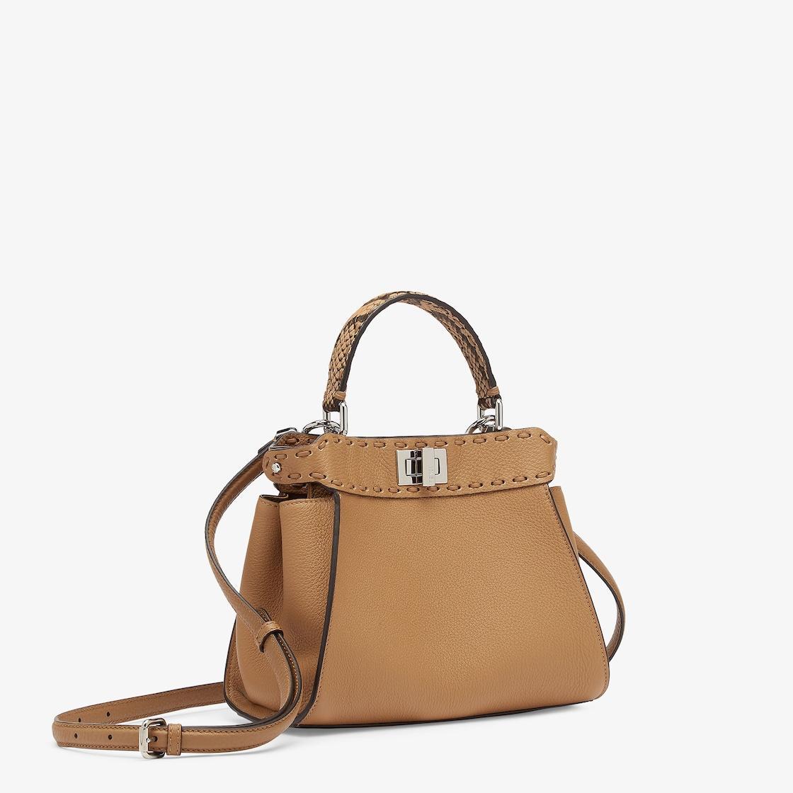 Peekaboo MiniCappuccino-colored Selleria bag with 220 hand-sewn stitches Product Image