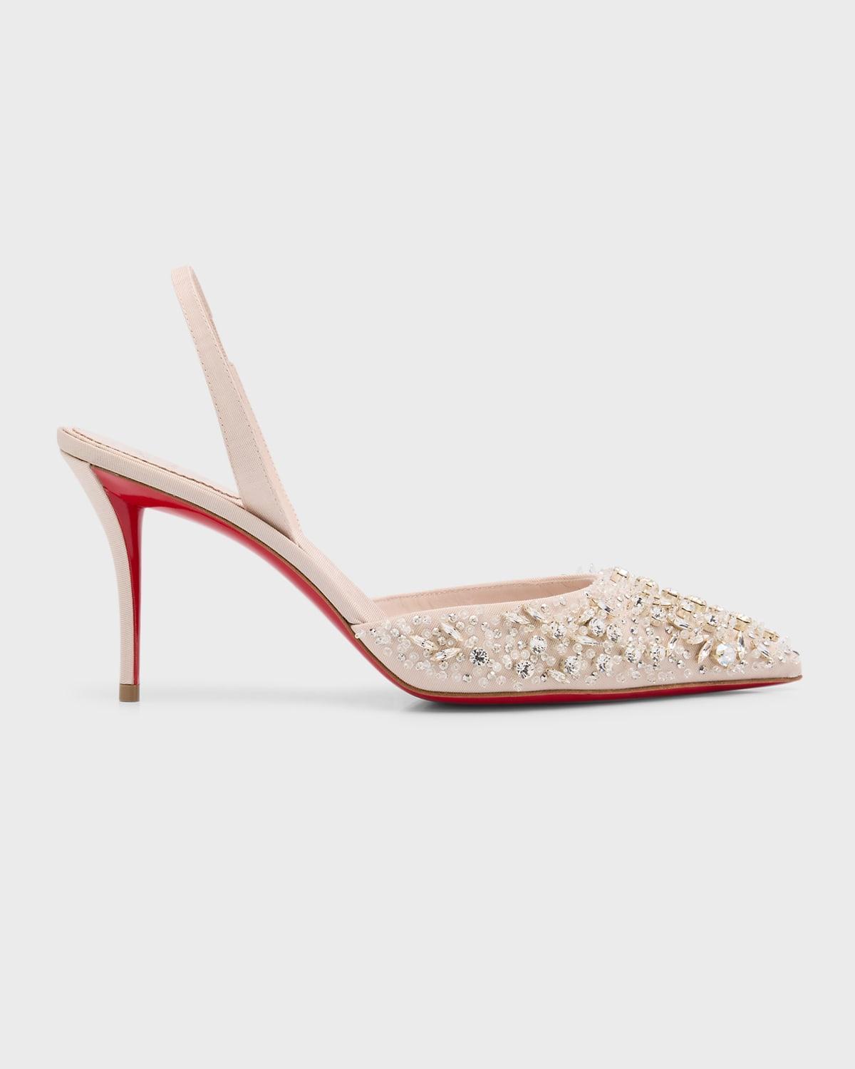 Queenissima Embellished Red Sole Slingback Pumps Product Image