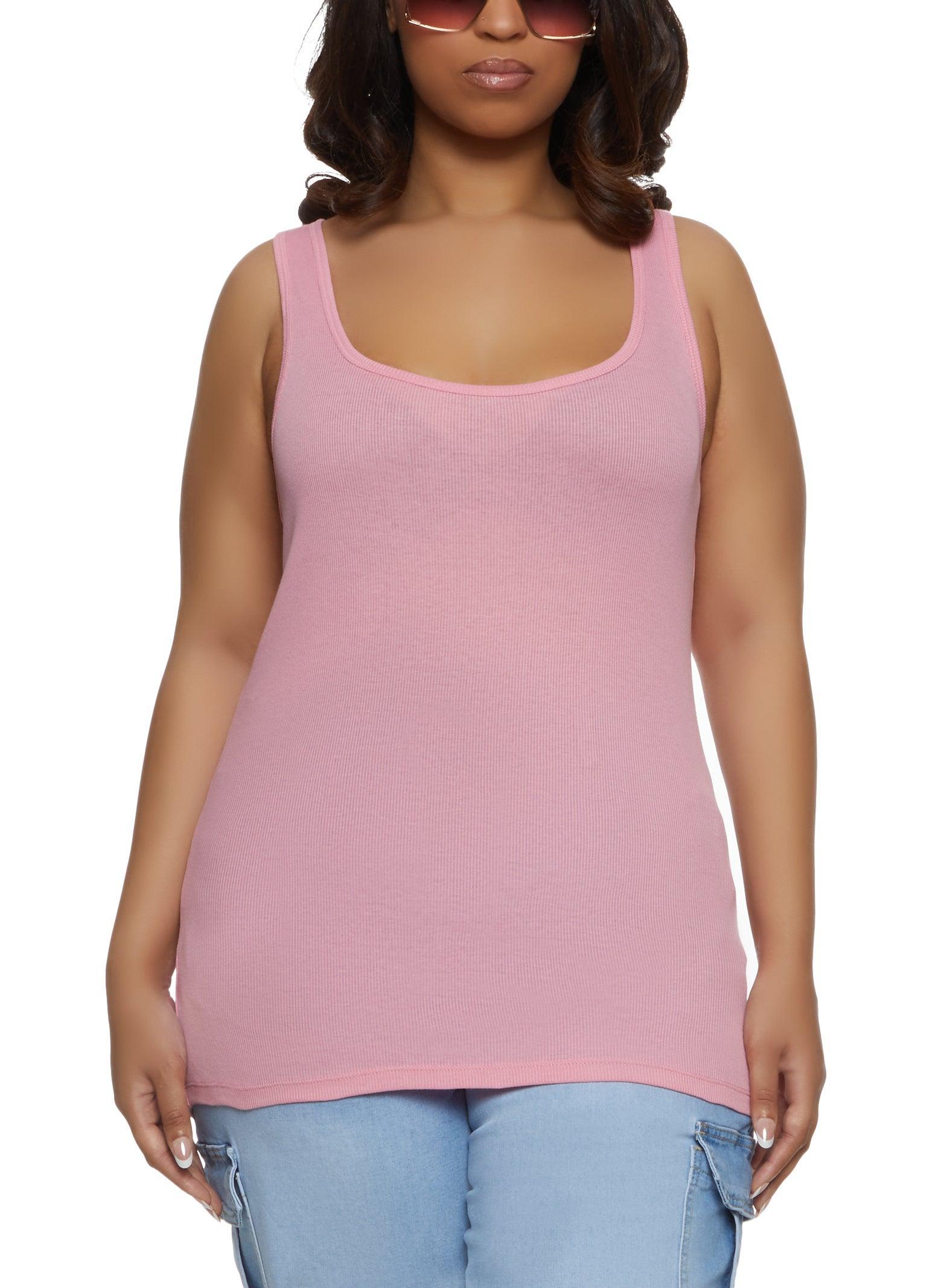 Womens Plus Size Ribbed Knit Racerback Tank Top Product Image