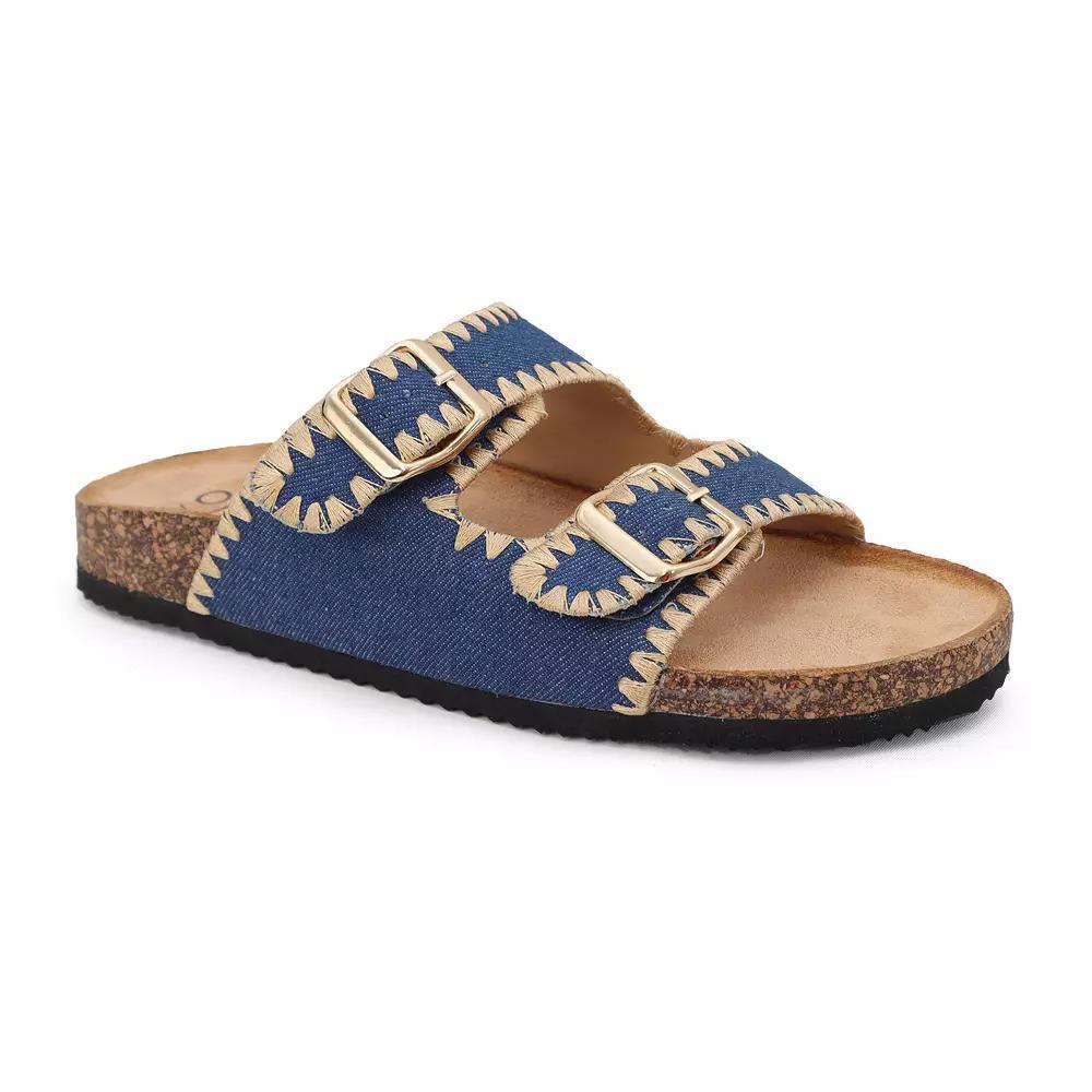 Yoki Gian-218 Women's Double Buckle Cork Sandals, Size: 8.5, Blue Product Image
