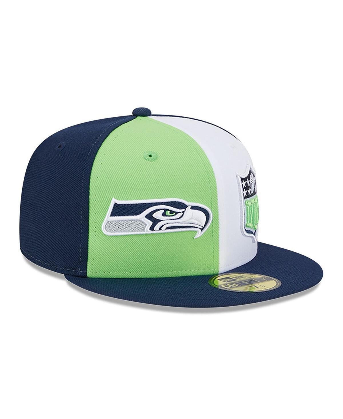 Men's New Era  Neon Green/College Navy Seattle Seahawks 2023 Sideline 59FIFTY Fitted Hat, Size: 7 3/8, Brt Gr Product Image