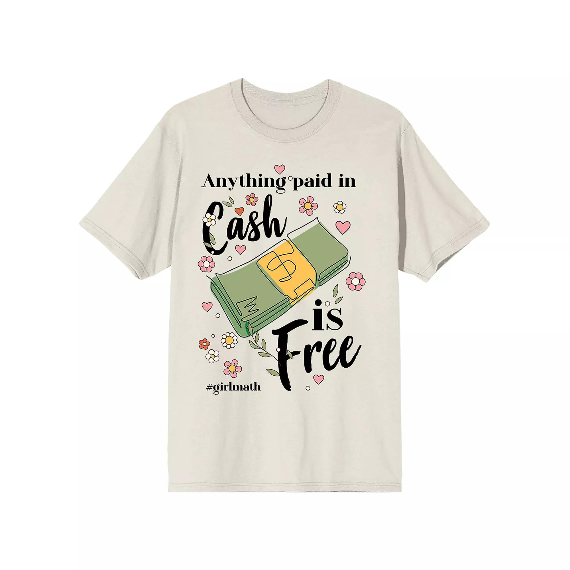 Juniors' Girl Math "Anything Paid In Cash IS Free" Graphic Tee, Girl's, Size: XXL, Off White Product Image