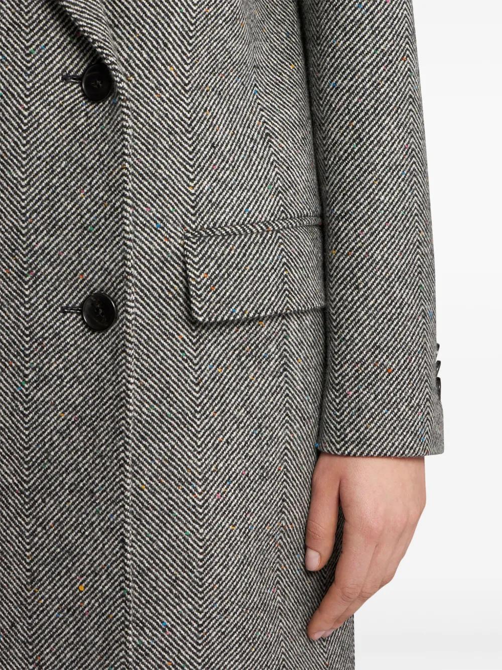 herringbone-pattern double-breasted coat  Product Image